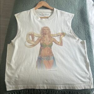Abercrombie & Fitch White **BRITNEY SPEARS ** Tan Sleeveless Graphic Muscle Tee